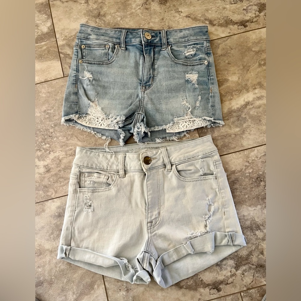2 Pair of American Eagle Distressed Denim Shorts